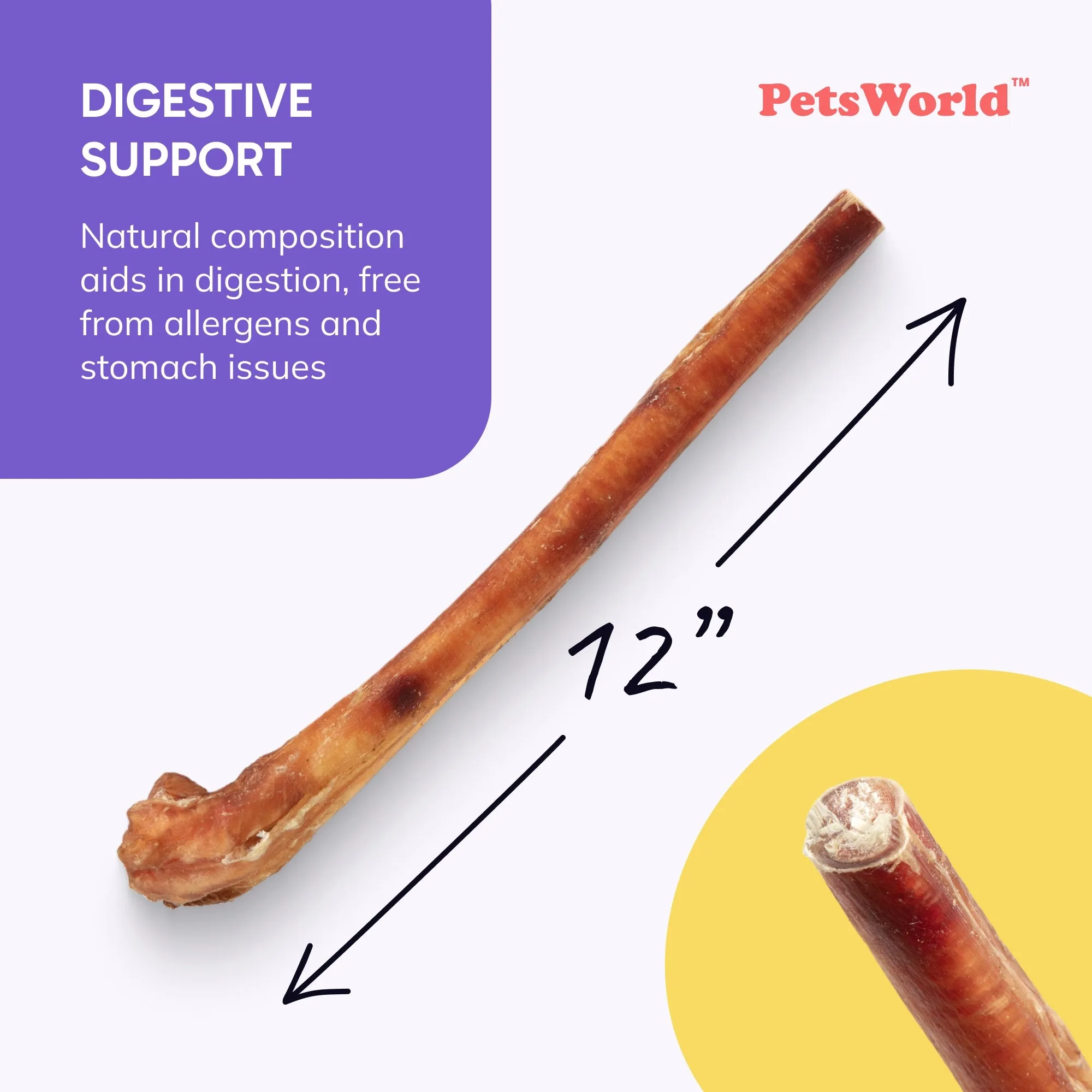 12-Inch Thick Bully Sticks for Medium - Large Dogs