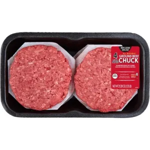 All Natural* 80% Lean/20% Fat Ground Beef Chuck Patties, 4 Count, 1.33 lb Tray