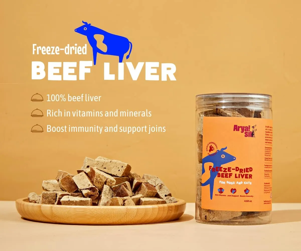 Arya Sit Freeze-Dried Beef Liver Treats for Dogs & Cats, 4.68-oz