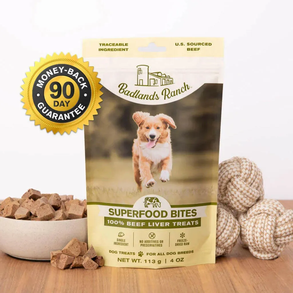 Badlands Ranch Superfood Bites Air Dried Premium Beef Liver Treats for Dogs