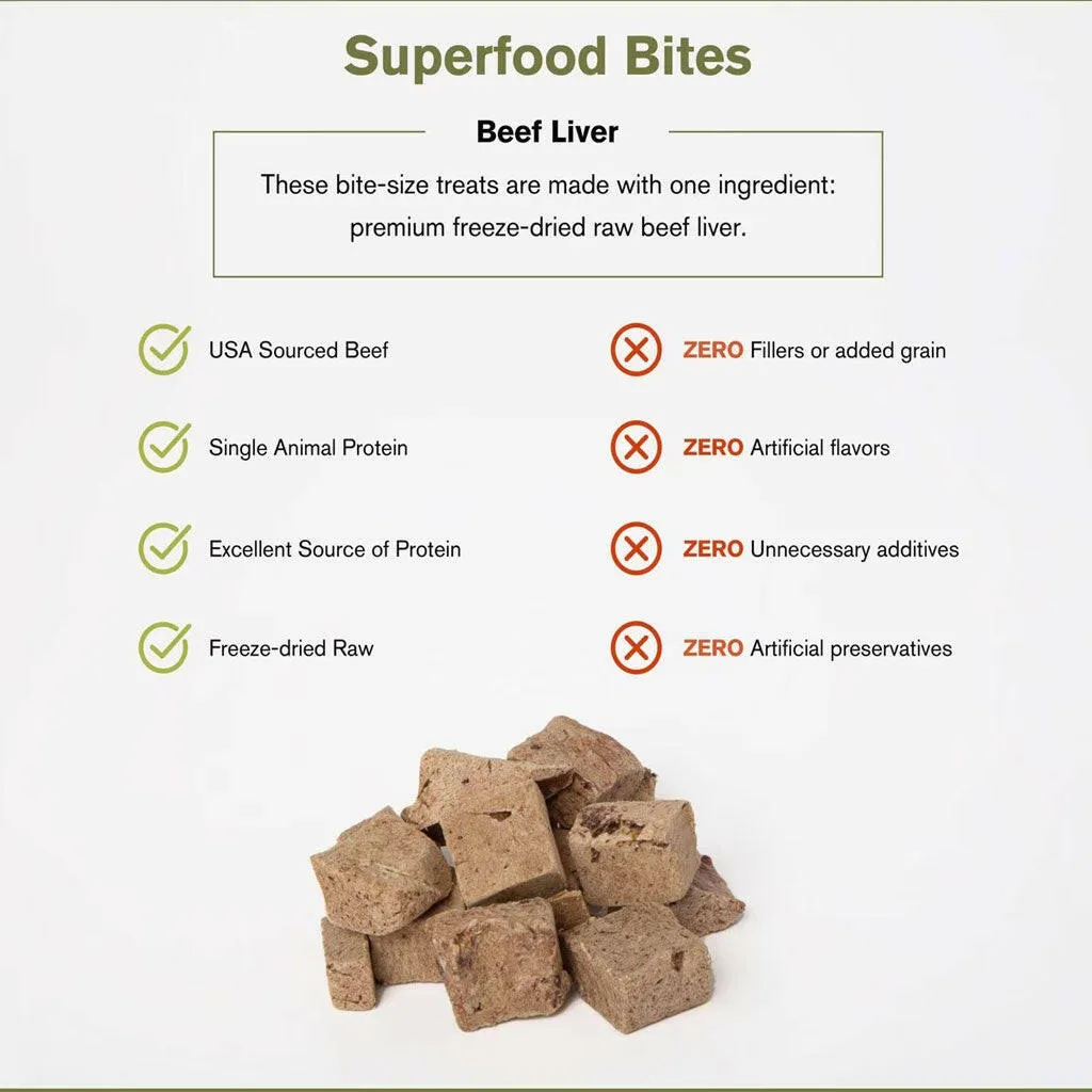 Badlands Ranch Superfood Bites Air Dried Premium Beef Liver Treats for Dogs