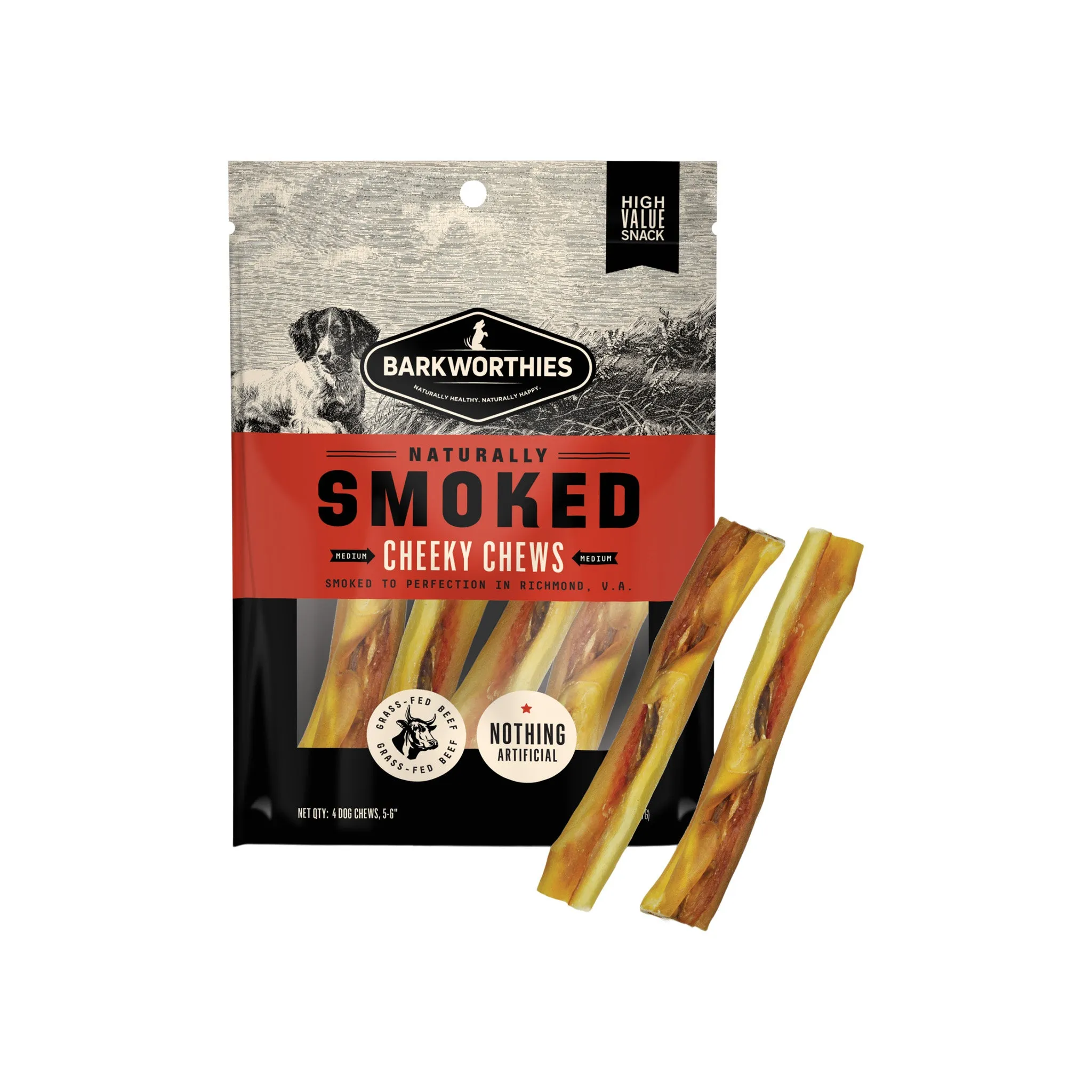 Barkworthies Naturally Smoked Cheeky Chews for Dogs