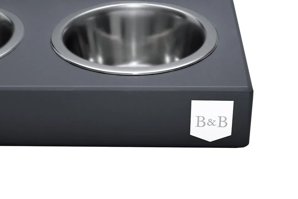 Bowl and Bone Graphite Double Dog Feeder