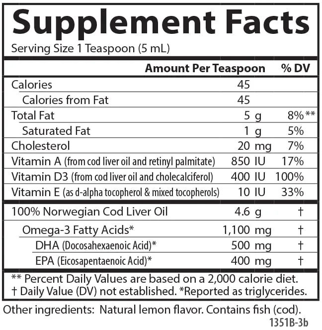 Carlson Cod Liver Oil - Lemon (250ml)