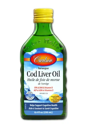 Carlson Cod Liver Oil - Lemon (250ml)