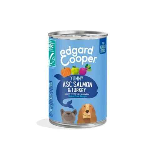 Edgard & Cooper Grain Free Adult Dog Wet Food Salmon & Turkey 6 x 400g