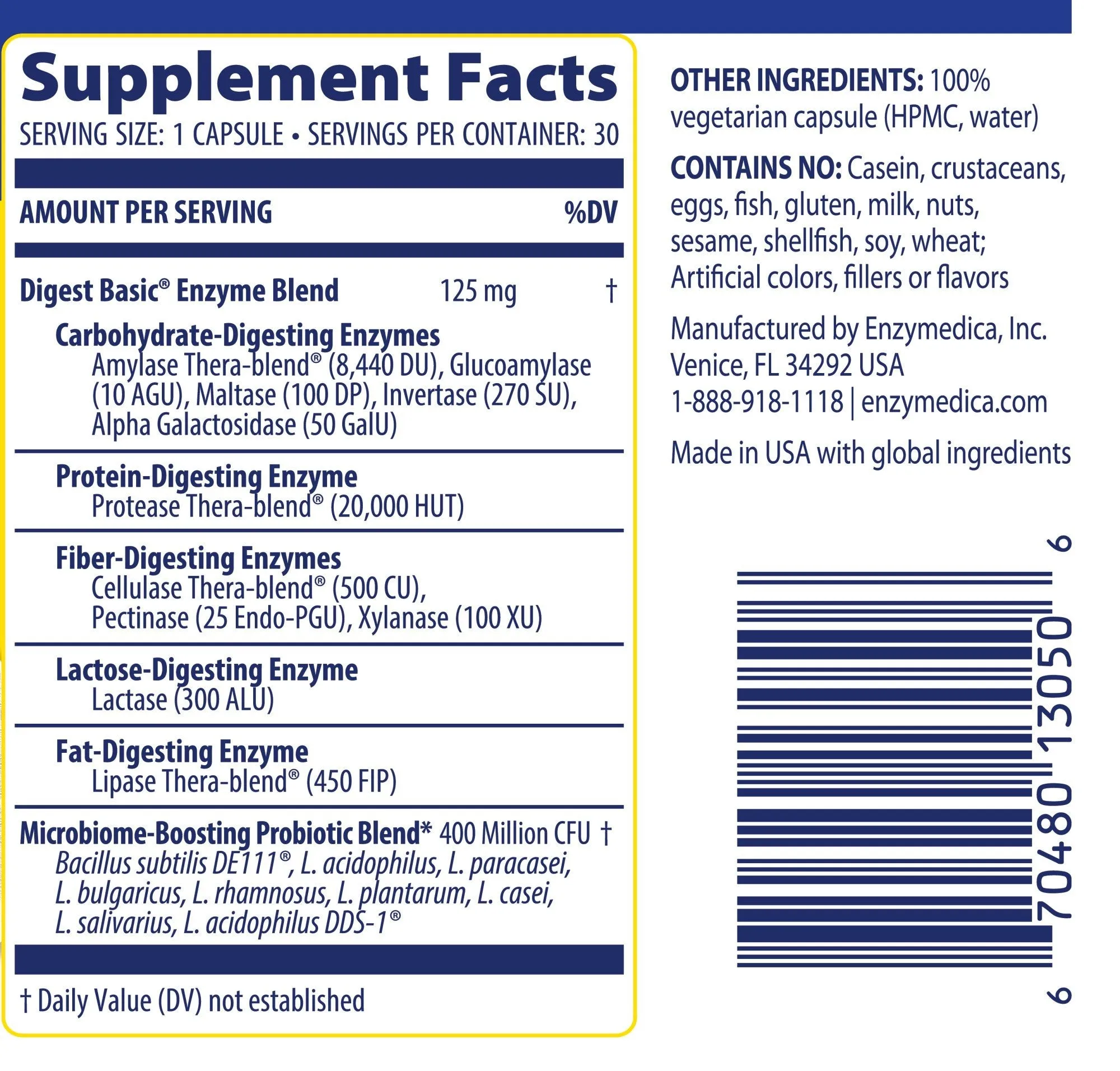 Enzymedica Digest Basic Probiotics 30 Capsule