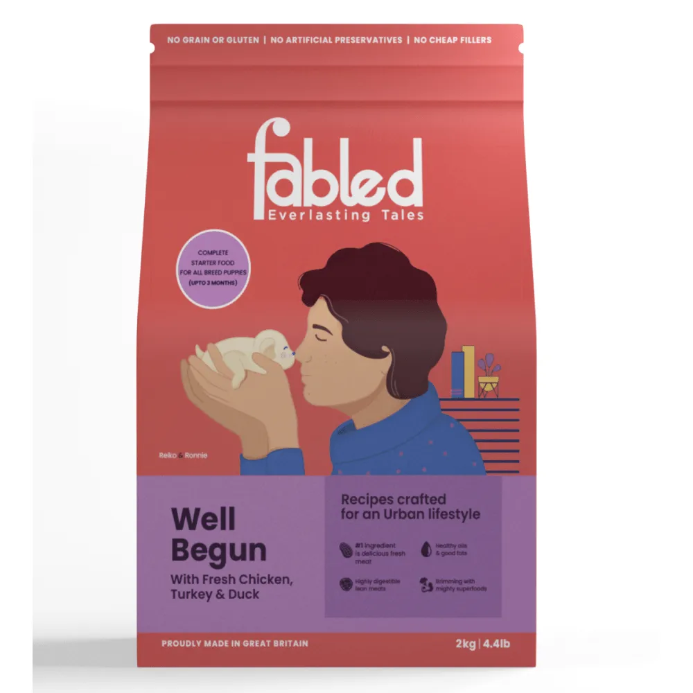 Fabled Well Begun Fresh Chicken Turkey and Duck Puppy Starter Dry Food (Limited Shelf Life)