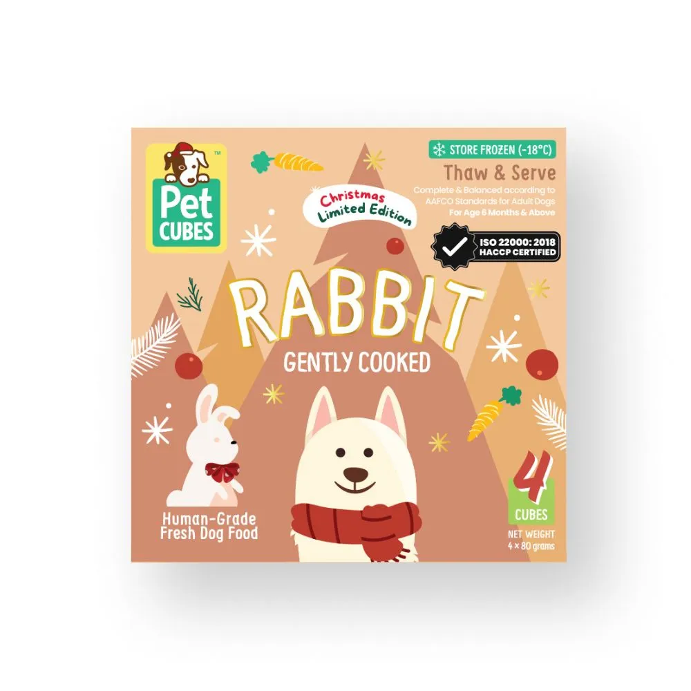 *FROZEN* PetCubes Dog Gently Cooked Rabbit Christmas Edition 320g