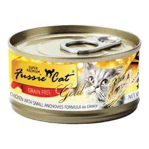 Fussie Cat Gold Label Chicken with Small Anchovies in Gravy 80g