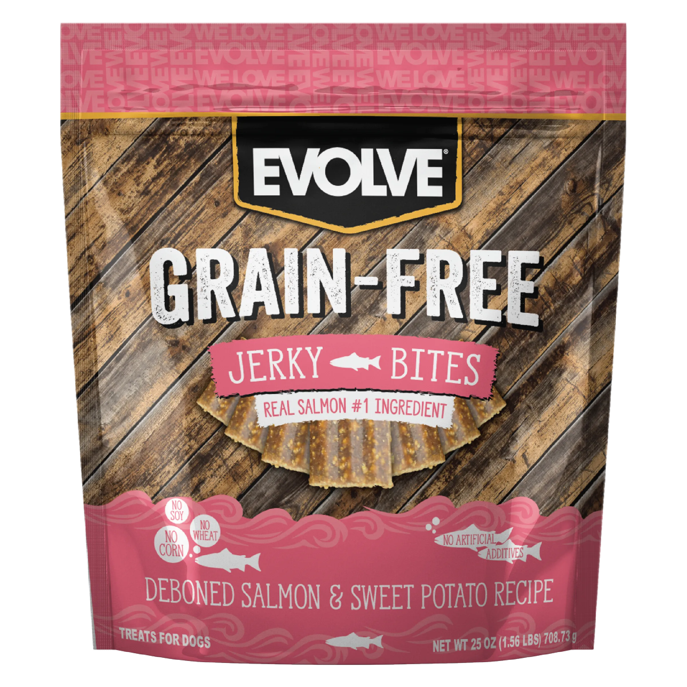 Grain Free Salmon & Sweet Potato Jerky Bites | 12 oz, 25 oz | Evolve