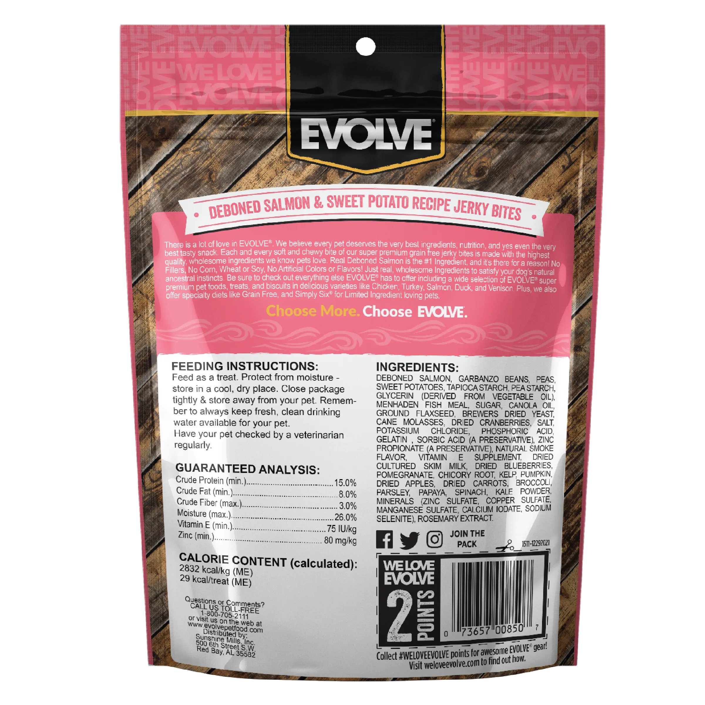 Grain Free Salmon & Sweet Potato Jerky Bites | 12 oz, 25 oz | Evolve