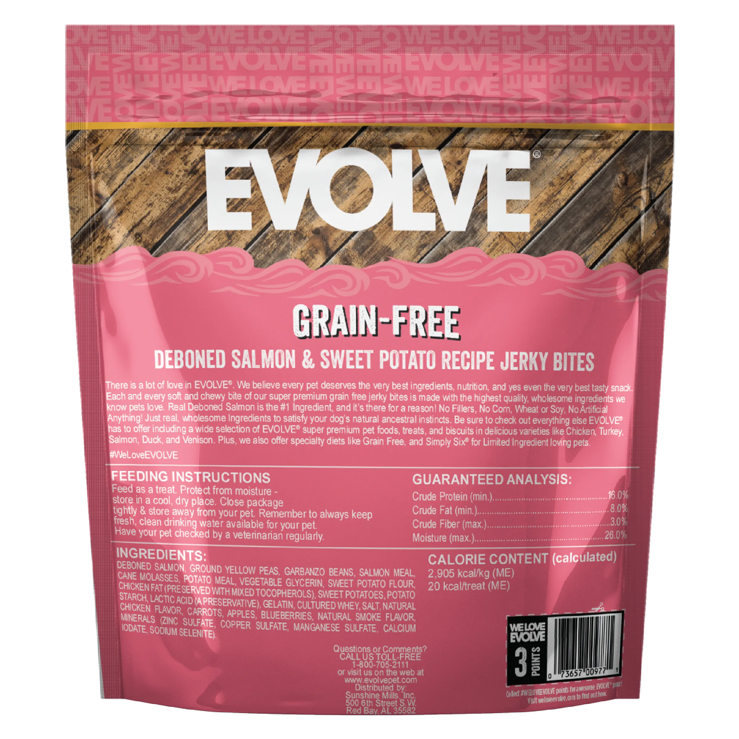 Grain Free Salmon & Sweet Potato Jerky Bites | 12 oz, 25 oz | Evolve