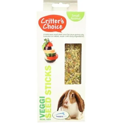 Happy Pet Critters Choice Small Animal Veggie Seed Sticks Treat 2 Pack