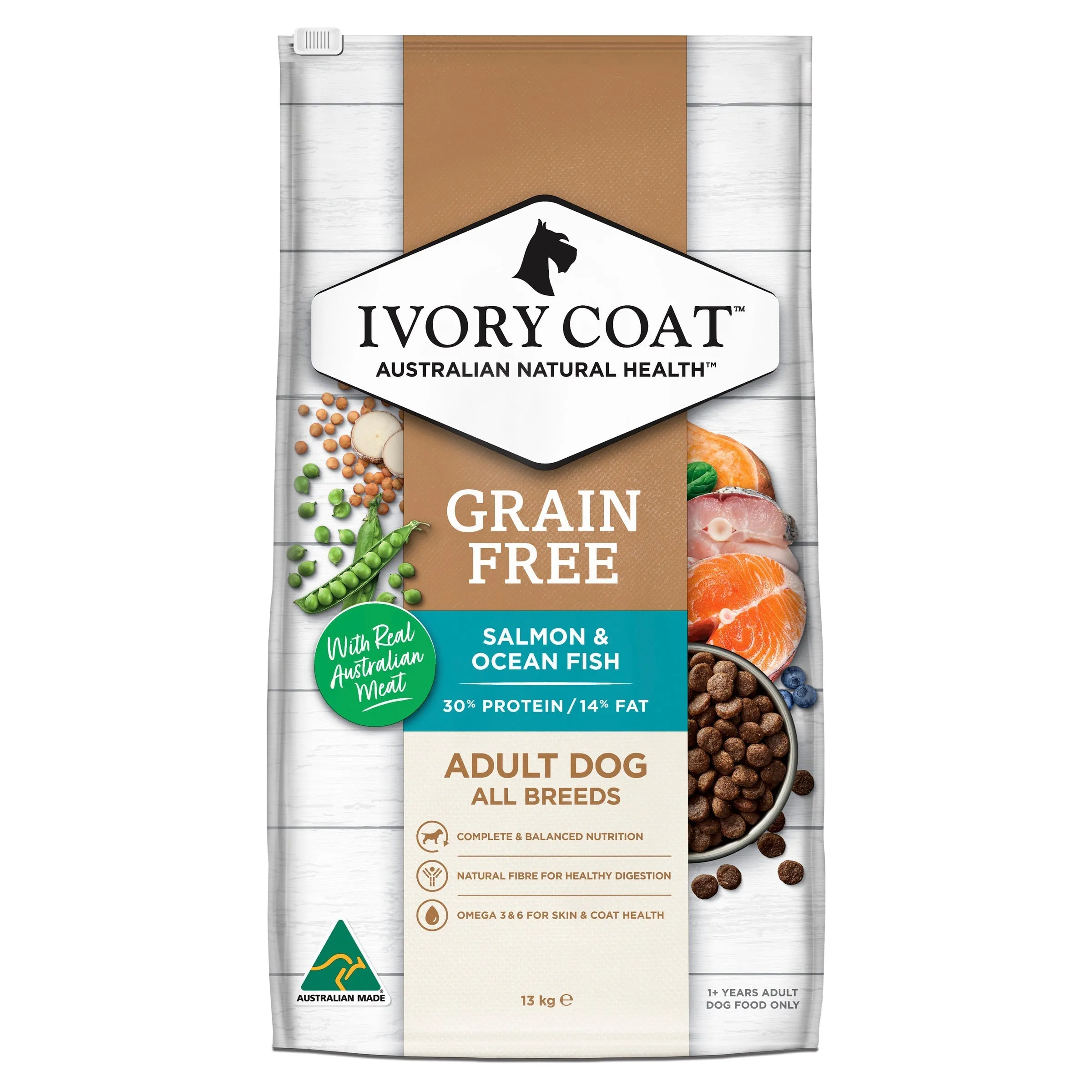 Ivory Coat Grain Free Ocean Fish and Salmon Adult Dog Dry Food 13kg