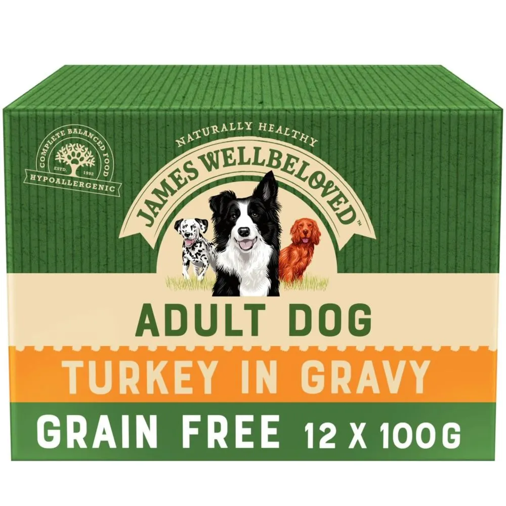 James Wellbeloved 12 x 100g Grain Free Turkey Adult Wet Dog Food Pouches