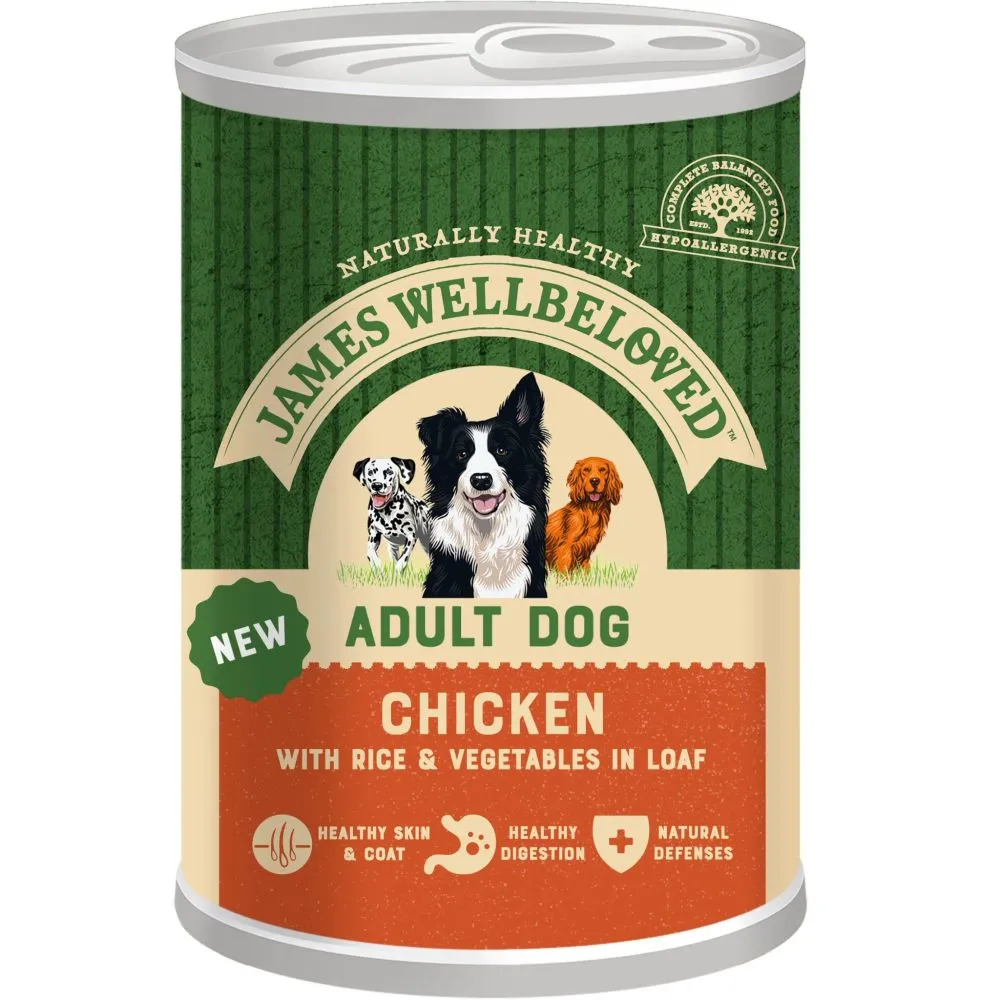 James Wellbeloved 400g Adult Chicken & Rice In Loaf Can Dog Food