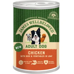 James Wellbeloved 400g Adult Chicken & Rice In Loaf Can Dog Food