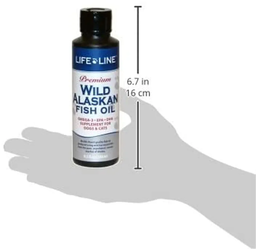 Life Line Pet Nutrition Wild Alaskan Fish Oil Omega-3 Supplement for Skin & Coat – Supports Brain, Eye & Heart Health in Dogs & Cats