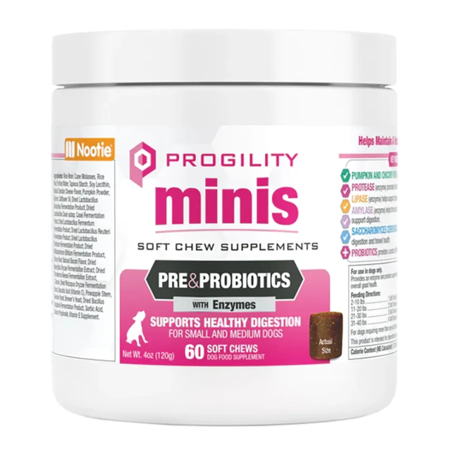 Nootie Mini Progility Pre & Probiotics Digestive Support Soft Chew Supplements for Dogs - 60ct