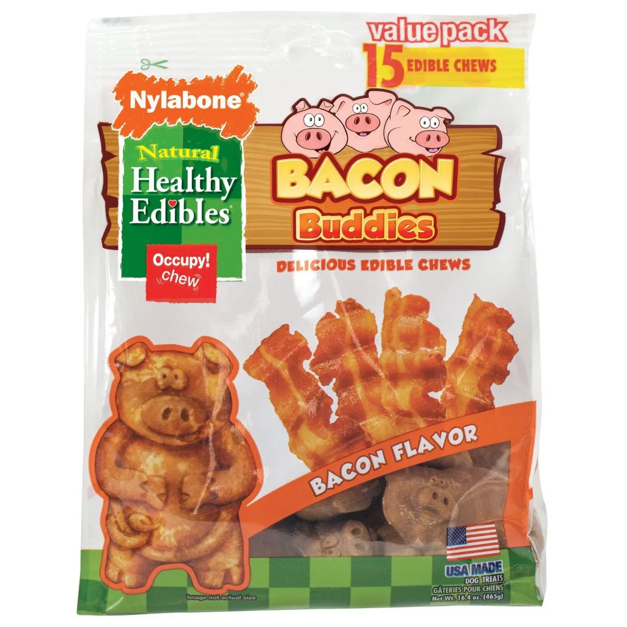 Nylabone Healthy Edibles Bacon Buddies 15 Pack Dog Chews