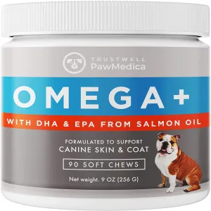 PawMedica Omega 3 for Dogs, Dog Skin and Coat Supplement for Dogs with Fish Oil Dogs Love, Dog Omega 3 Helps with Dog Dry Skin, Dog Omega 3 6 9 Vitamin for Dogs, Omega 3 Dog Chews for Dog Allergies