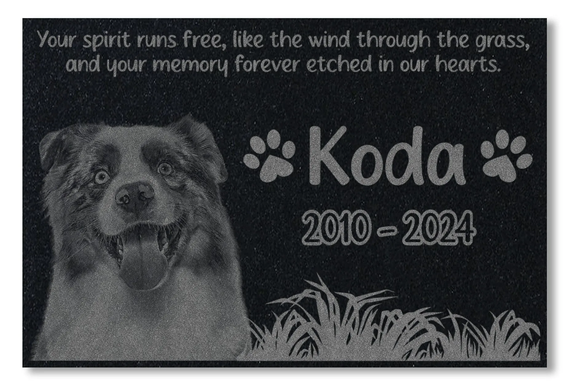 Personalized Pet Memorial Stone w/ Photo & Text Grass | Custom Pet Garden Grave Marker | Dog Cat Headstones | Keepsake | In Memory of Plaque