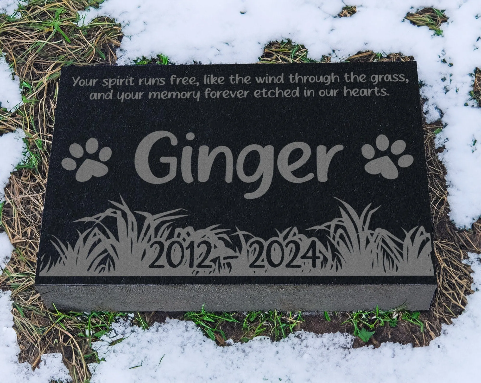 Personalized Pet Memorial Stone w/ Photo & Text Grass | Custom Pet Garden Grave Marker | Dog Cat Headstones | Keepsake | In Memory of Plaque