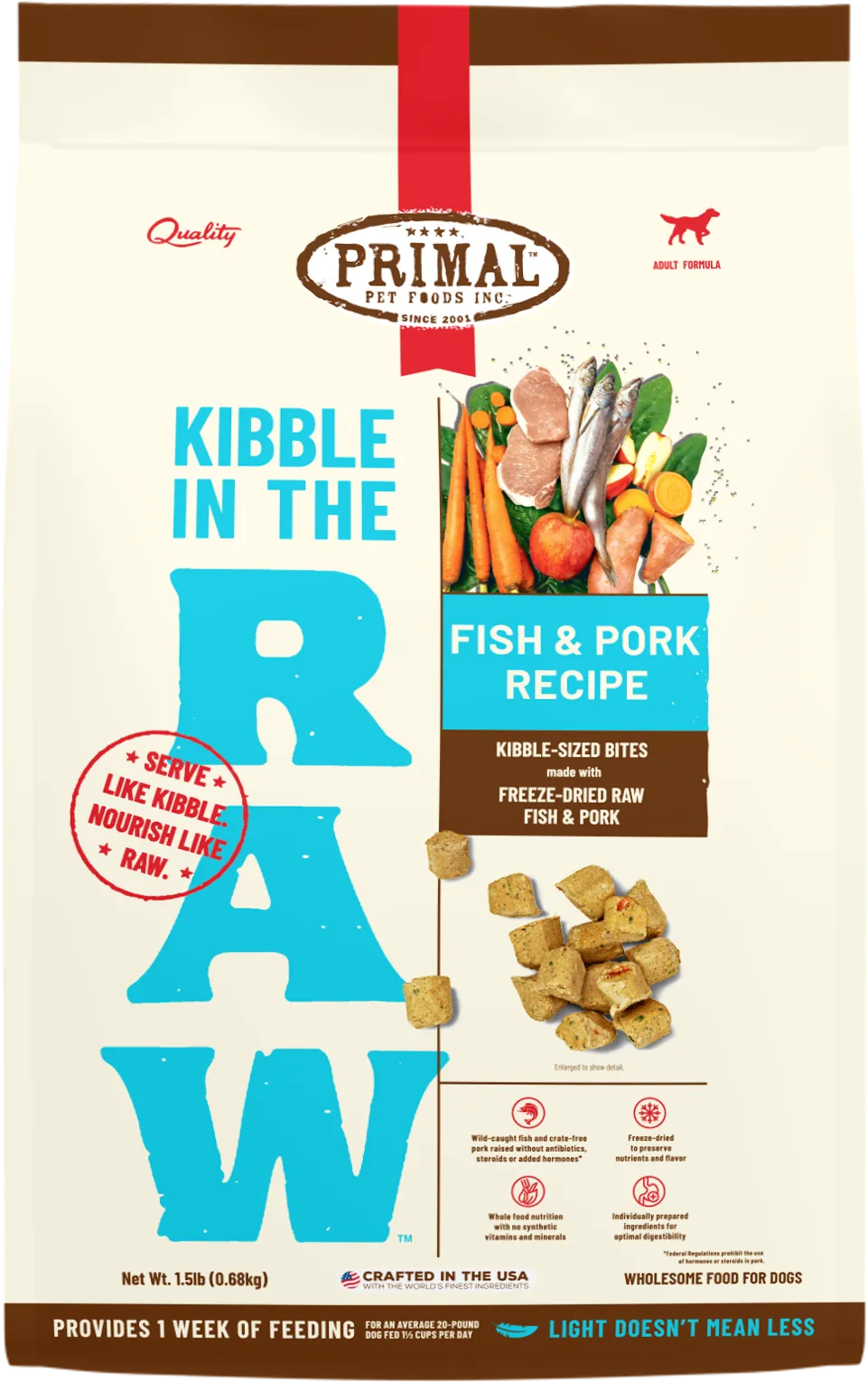 Primal Kibble in the Raw Freeze-Dried Fish & Pork - Dog Food