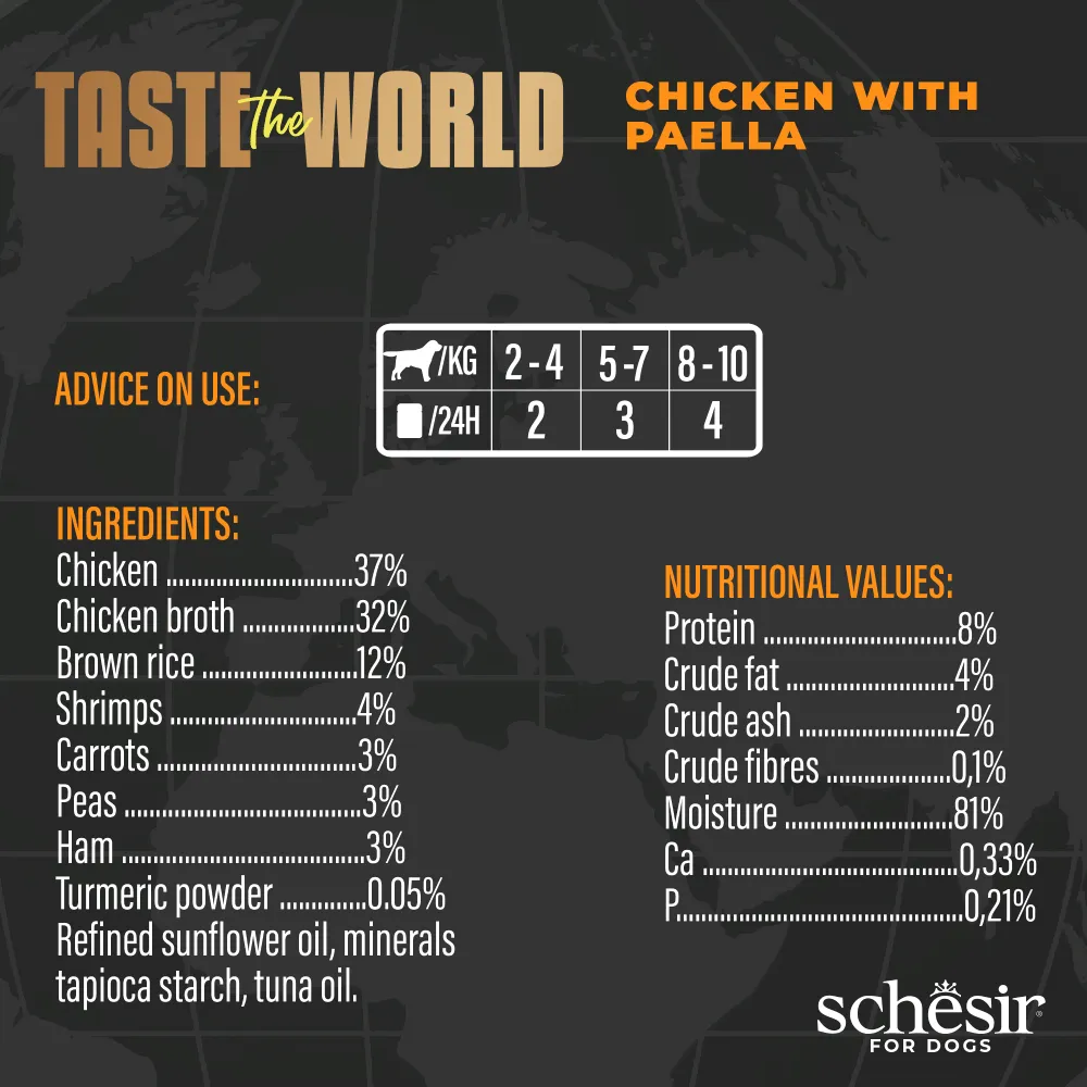 Schesir Dog Taste The World Chicken With Paella 150g