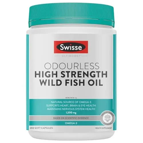 Swisse Fish Oil with 1500mg Omega 3 (Highest Concentrate In Single Capsule) Manufactured In Australia, Internationally Proven Formula - (200 Capsules, One Capsule Per Serving)