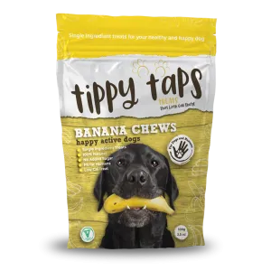 Tippy Taps Dog Treats Banana Chews Happy Active 100g