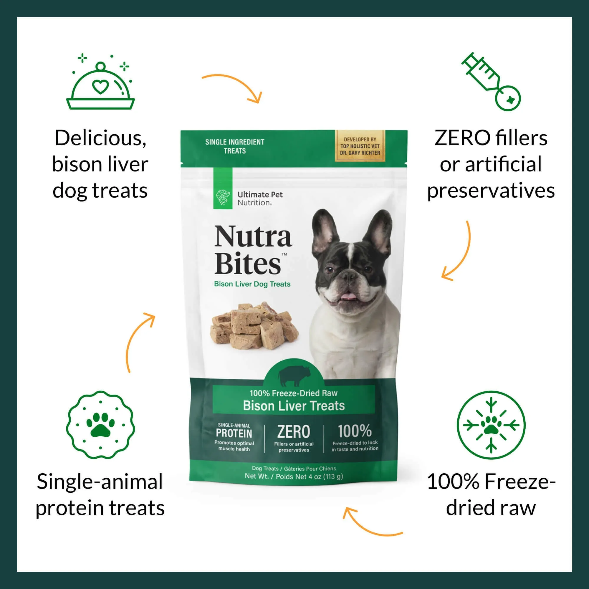 Ultimate Pet Nutrition Nutra Bites Freeze Dried Bison Liver Treats (4 oz)