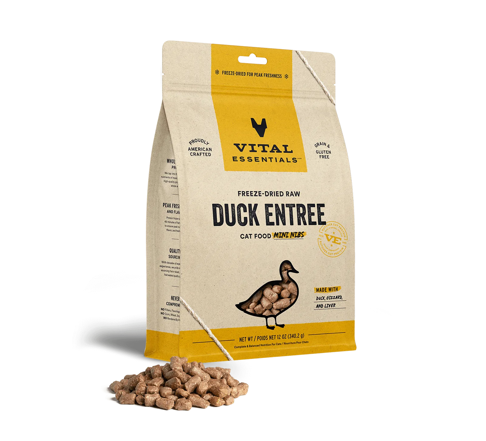 Vital Essentials Freeze-Dried Raw Duck Entrée Mini Nibs Cat Food