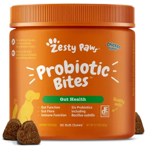 Zesty Paws Dog Probiotic Bites Gut Health Chicken 90soft chews