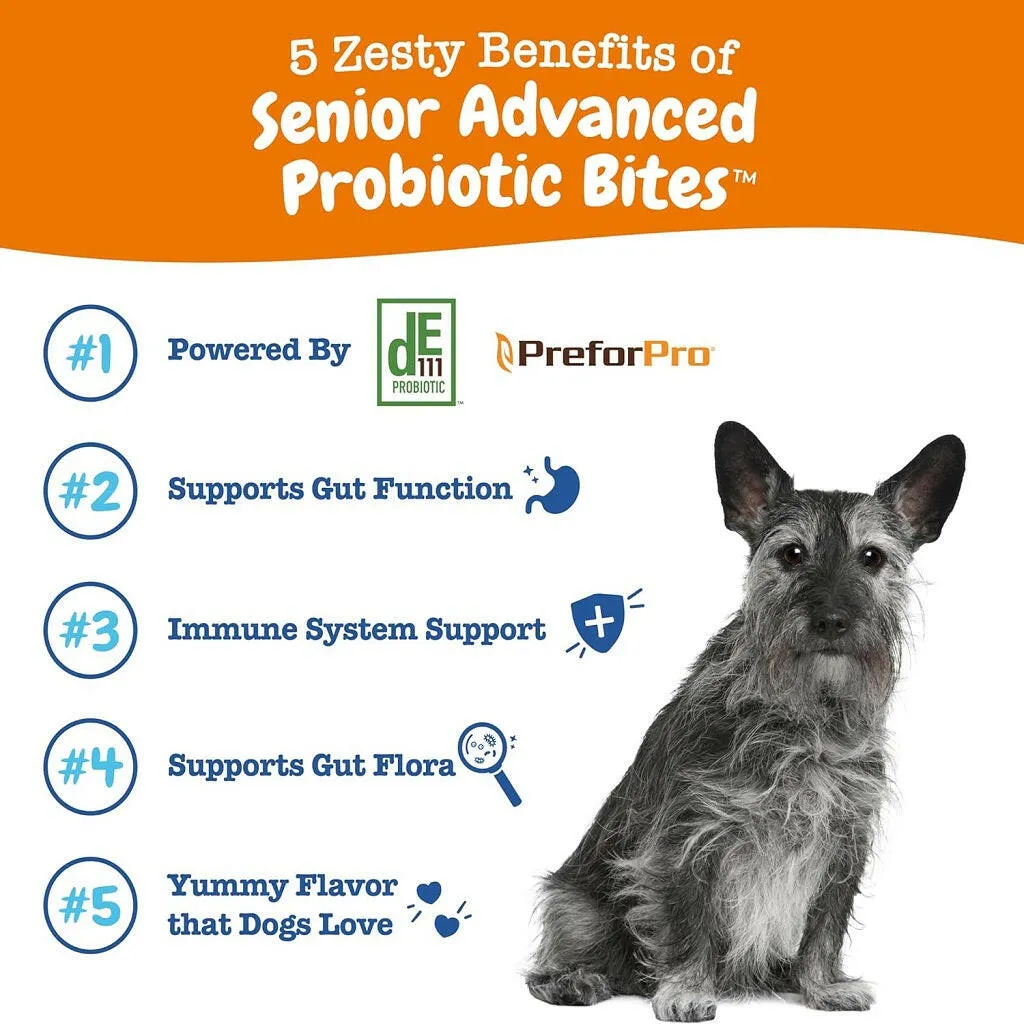 Zesty Paws Senior Advanced Probiotic Bites Chicken Flavored Chews for Dogs (90 ct)